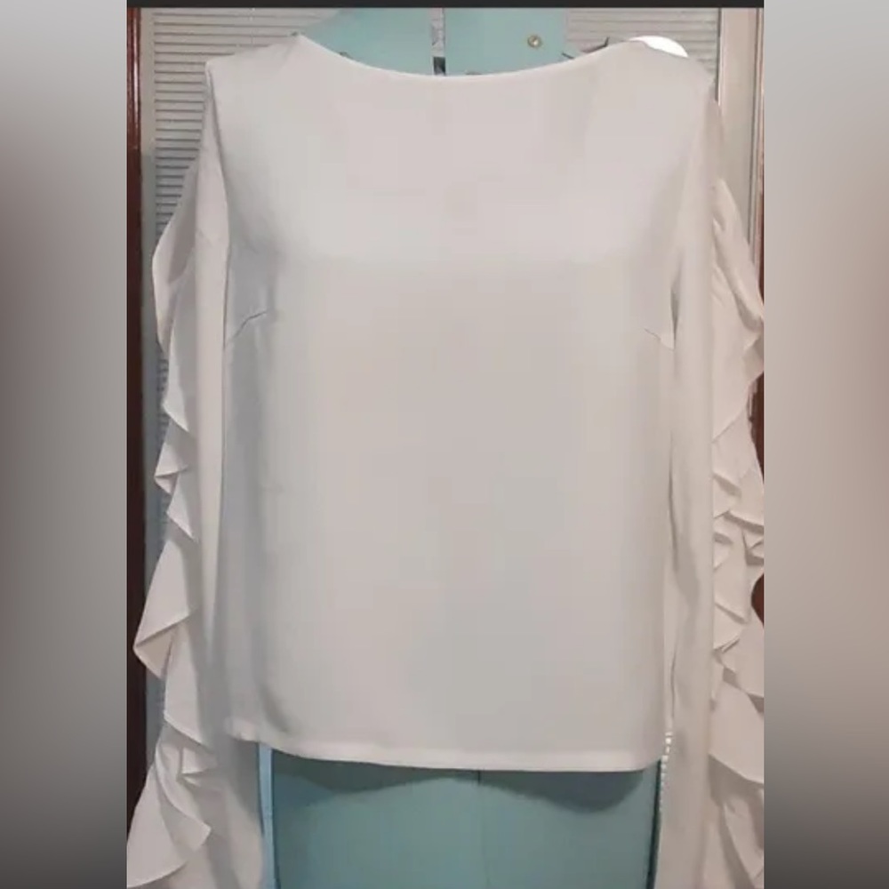 NWT Club Monaco Ruffled Sleeve Top